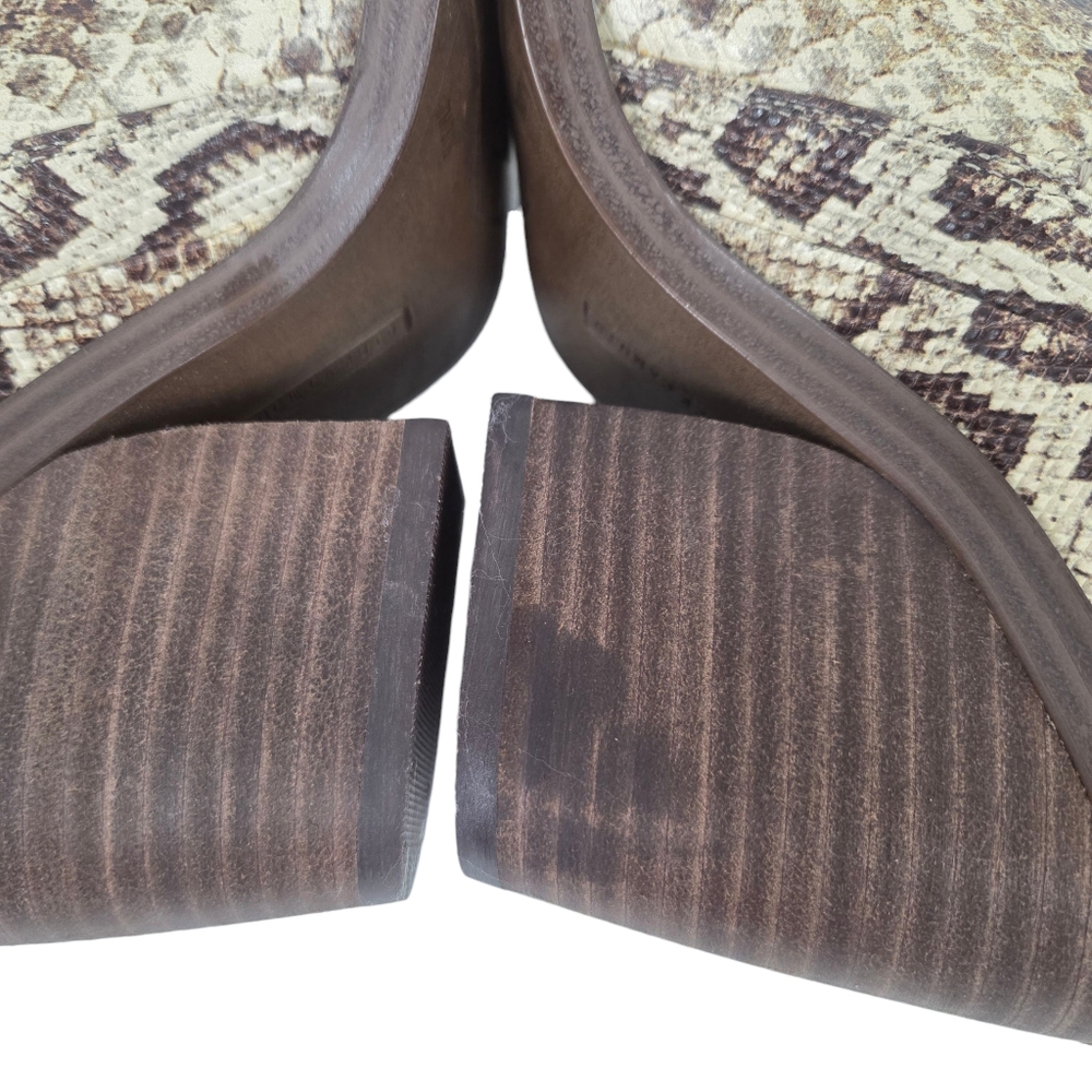 Vince Camuto Gradina Leather Ankle Boots Womens 7 Python Snake Print Block Heel - Picture 5 of 12